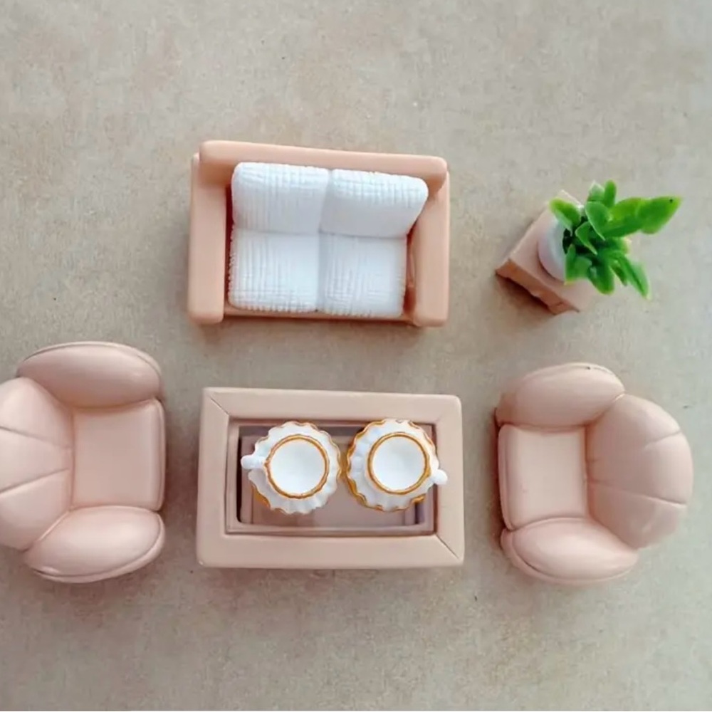 8 pc dollhouse miniature living room set